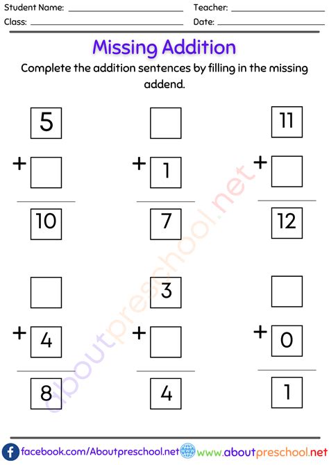 missing numbers addition worksheet|Missing Number Addition Worksheets .